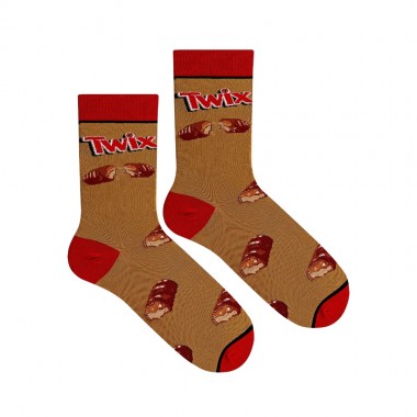 COOL SOCKS X TWIX BREAK BROWN CREW SOCKS