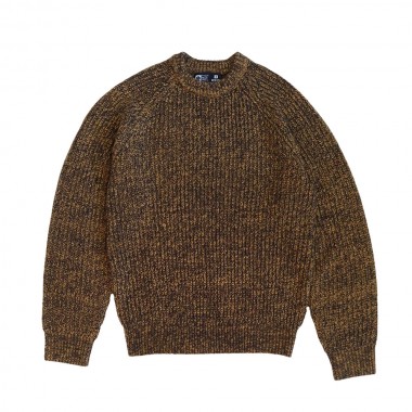 SALTY CREW HARBOR FISHERMANS KNIT CREW FRIAR BROWN HEATHER