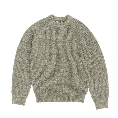 SALTY CREW HARBOR FISHERMANS KNIT CREW NATURAL HEATHER
