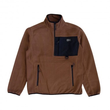 SALTY CREW TUNDRA POLAR FLEECE 1/2 ZIP HOODIE FRIAR BROWN