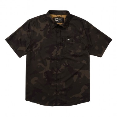 SALTY CREW FLAGSHIP UV BUTTON UP SS WOVEN SHIRT DARK CAMO