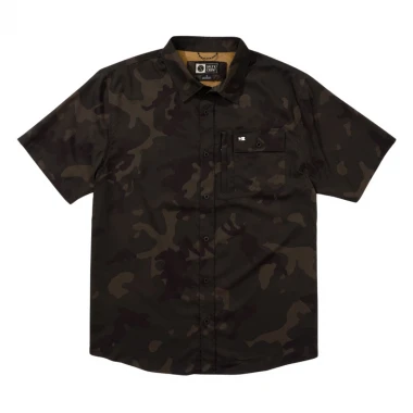 SALTY CREW FLAGSHIP UV BUTTON UP SS WOVEN SHIRT DARK CAMO