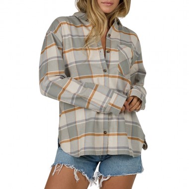 SALTY CREW SHORE BREAK LS W FLANNEL SHIRT CLAY GREY
