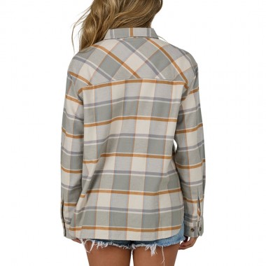 SALTY CREW SHORE BREAK LS W FLANNEL SHIRT CLAY GREY