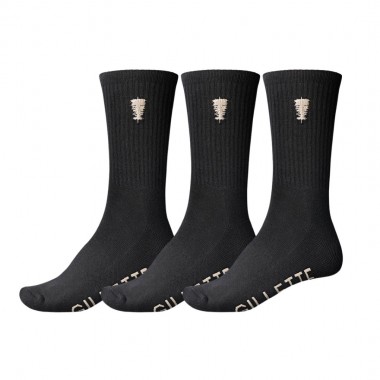 GLOBE GILLETTE CREW SOCKS 3-PACK BLACK/WHITE
