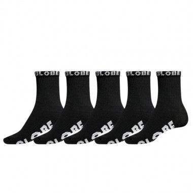 GLOBE BLACKOUT QUARTER SOCKS 5-PACK BLACK/BLACK