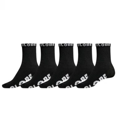 GLOBE BLACKOUT QUARTER SOCKS 5-PACK BLACK/BLACK