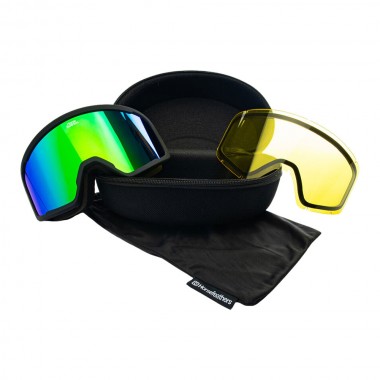 HORSEFEATHERS HUCK SNOW GOGGLES BLACK/MIRROR GREEN