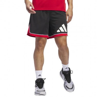 ADIDAS BASKETBALL BADGE OF SPORT 9&quot SHORTS BLACK/REDSLD