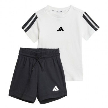 ADIDAS ESSENTIALS 3-STRIPES INF SHORTS/TEE SET 160 WHITE/BLACK