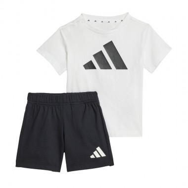 ADIDAS ESSENTIALS BIG LOGO INF SHORTS/TEE SET 160 WHITE/BLACK