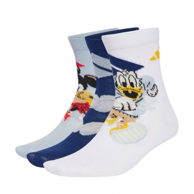 ADIDAS X DISNEY MICKEY MOUSE 3PK K CREW SOCKS WHT/WONBLU/DKBLUE