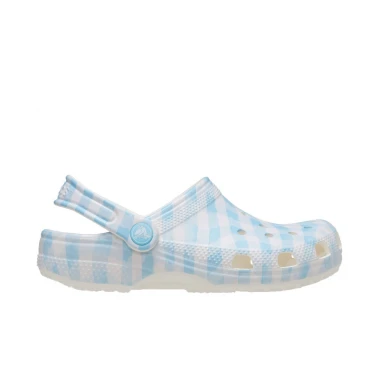 CROCS CLASSIC GINGHAM CLOGS WHITE/BLUE