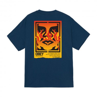 OBEY ICON STENCIL FLAME TEE HARBOR BLUE