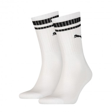 PUMA HERITAGE STRIPE CREW SOCKS 2-PACK WHITE