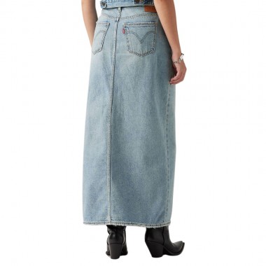LEVIS ANKLE COLUMN SKIRT MEDIUM WASH/PLEASE HOLD