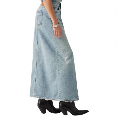 LEVIS ANKLE COLUMN SKIRT MEDIUM WASH/PLEASE HOLD