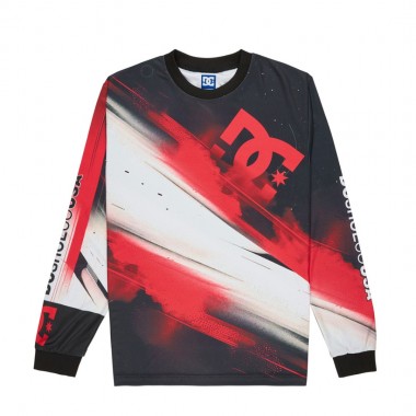 DC BURN OUT LS T-SHIRT RACING RED