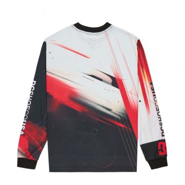 DC BURN OUT LS T-SHIRT RACING RED
