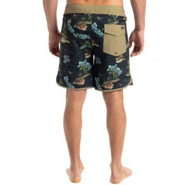 QUIKSILVER SURFSILK SCALLOP BOARDSHORTS 18&quot MERC CHK TRUE BLACK