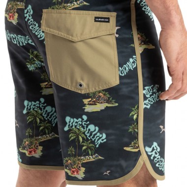 QUIKSILVER SURFSILK SCALLOP BOARDSHORTS 18&quot MERC CHK TRUE BLACK