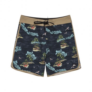 QUIKSILVER SURFSILK SCALLOP BOARDSHORTS 18&quot MERC CHK TRUE BLACK