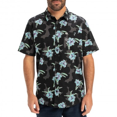 QUIKSILVER APERO CLASSIC SHIRT MERCURY CHECK TRUE BLACK