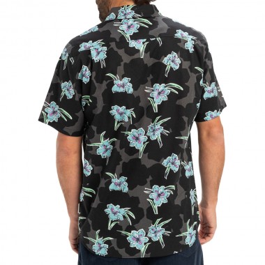 QUIKSILVER APERO CLASSIC SHIRT MERCURY CHECK TRUE BLACK