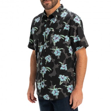 QUIKSILVER APERO CLASSIC SHIRT MERCURY CHECK TRUE BLACK