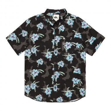 QUIKSILVER APERO CLASSIC SHIRT MERCURY CHECK TRUE BLACK
