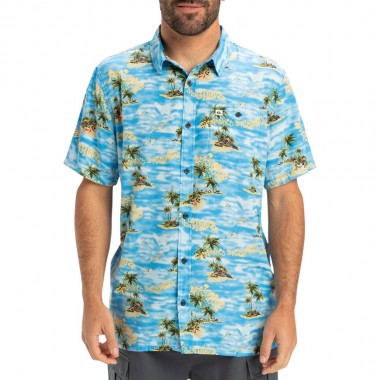 QUIKSILVER SAFE PARADISE SHIRT ICE FIELDS NEBULAS BLUE