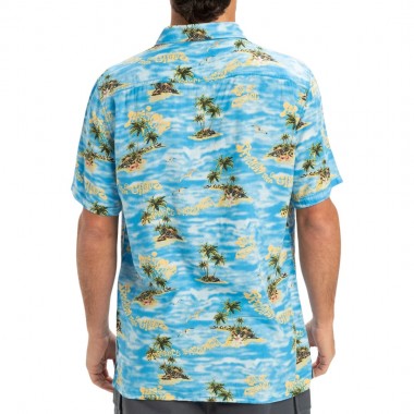 QUIKSILVER SAFE PARADISE SHIRT ICE FIELDS NEBULAS BLUE