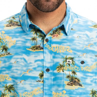 QUIKSILVER SAFE PARADISE SHIRT ICE FIELDS NEBULAS BLUE