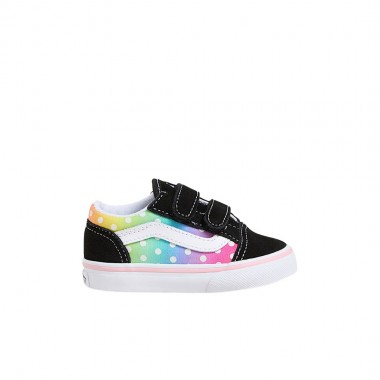 VANS OLD SKOOL V GLOW RAINBOW TOD SHOES BLACK/MULTI