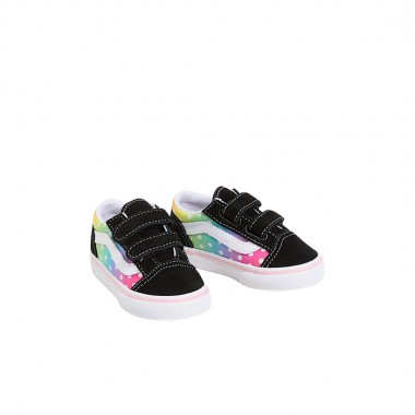 VANS OLD SKOOL V GLOW RAINBOW TOD SHOES BLACK/MULTI