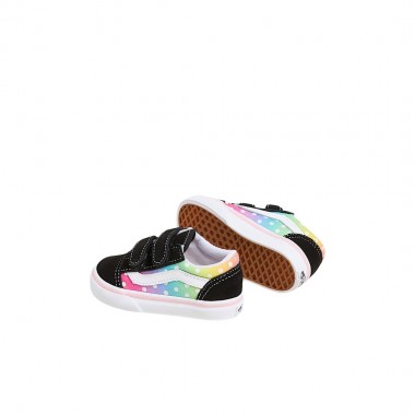 VANS OLD SKOOL V GLOW RAINBOW TOD SHOES BLACK/MULTI