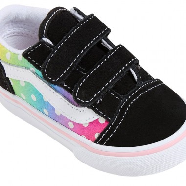 VANS OLD SKOOL V GLOW RAINBOW TOD SHOES BLACK/MULTI