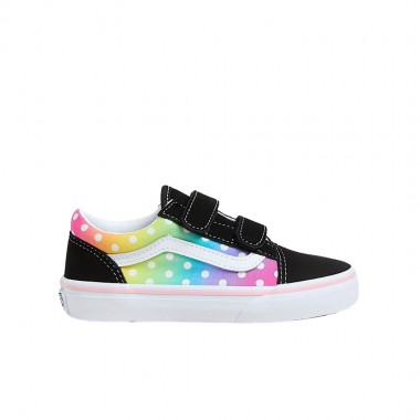VANS OLD SKOOL V GLOW RAINBOW K SHOES BLACK/MULTI