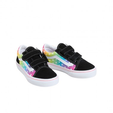 VANS OLD SKOOL V GLOW RAINBOW K SHOES BLACK/MULTI