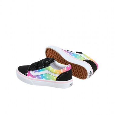 VANS OLD SKOOL V GLOW RAINBOW K SHOES BLACK/MULTI
