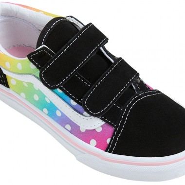 VANS OLD SKOOL V GLOW RAINBOW K SHOES BLACK/MULTI