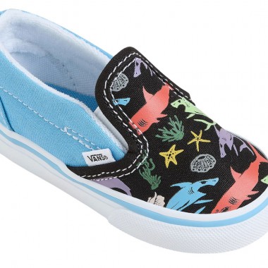 VANS SLIP-ON V GLOW SHARKS TOD SHOES BLUE/MULTI
