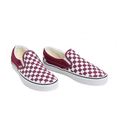 VANS CLASSIC SLIP-ON COLOR THEORY CHECKERBOARD SHOES RHODODENDR
