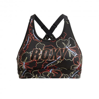 ROXY EVERYDAY FLOW BRA ANTHRACITE ATHLETIC HIBISCUS
