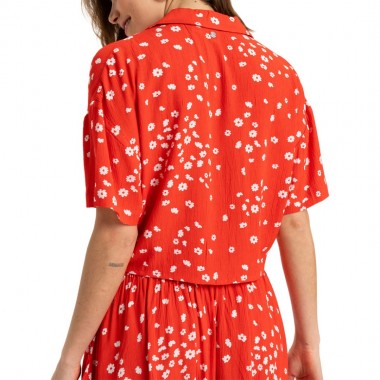 ROXY SALTY SWEET W WOVEN TOP POPPY RED DANCING DITSY