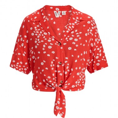 ROXY SALTY SWEET W WOVEN TOP POPPY RED DANCING DITSY
