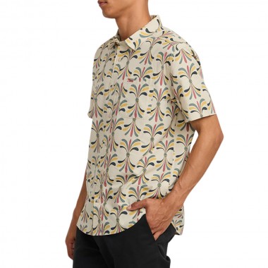 RVCA LA EYE FLORAL SHIRT LIGHT KHAKI