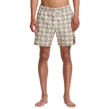 RVCA LA EYE FLORAL ELASTIC BOARDSHORTS 17&quot LIGHT KHAKI