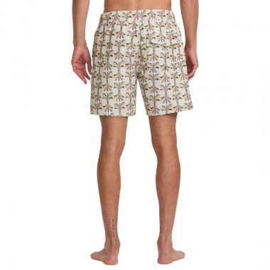 RVCA LA EYE FLORAL ELASTIC BOARDSHORTS 17&quot LIGHT KHAKI