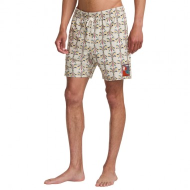 RVCA LA EYE FLORAL ELASTIC BOARDSHORTS 17&quot LIGHT KHAKI
